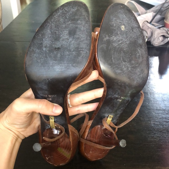 Nine West brown ankle wrap stilettos - Picture 5 of 5